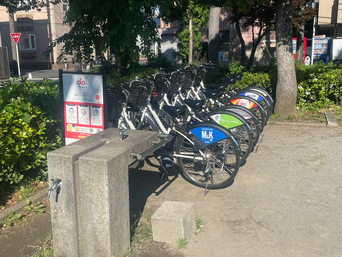 ダイチャリシェアサイクルポートと水飲み場